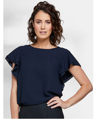 WORKWEAR, SAFETY & CORPORATE CLOTHING SPECIALISTS Amity - Flutter Sleeve Blouse