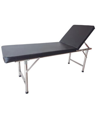 WORKWEAR, SAFETY & CORPORATE CLOTHING SPECIALISTS - Examination Table, Stainless Steel Frame, Leather Upholstered Couch, Adjustable Head Section Up To 70 Degrees. - Gst Free