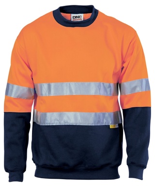 WORKWEAR, SAFETY & CORPORATE CLOTHING SPECIALISTS HiVis Two Tone Fleecy Sweat Shirt (Sloppy Joe) with CSR R/Tape Crew-Neck