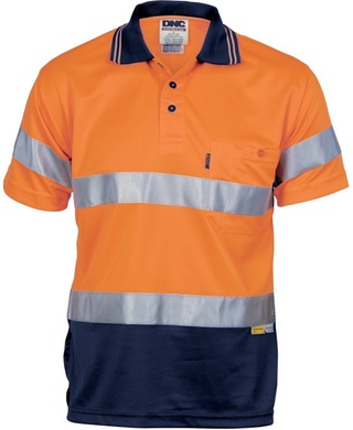 WORKWEAR, SAFETY & CORPORATE CLOTHING SPECIALISTS Hivis D/N Cool Breathe Polo Shirt With 3M 8906 R/Tape - Short Sleeve