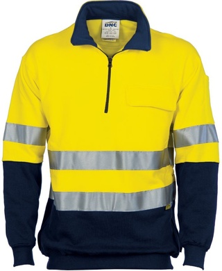 WORKWEAR, SAFETY & CORPORATE CLOTHING SPECIALISTS HiVis Two Tone 1/2 Zip Cotton Fleecy Windcheater with 3M R/Tape