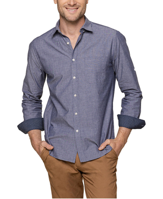 WORKWEAR, SAFETY & CORPORATE CLOTHING SPECIALISTS - HARDWARE - MEN'S LONG SLEEVE CHAMBRAY DOBBY SHIRT