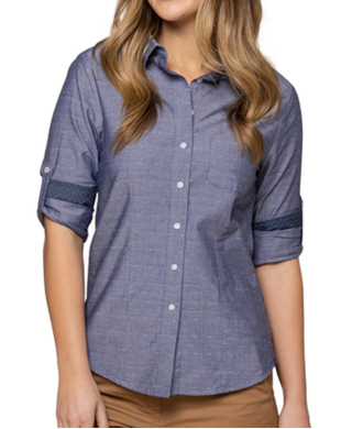 WORKWEAR, SAFETY & CORPORATE CLOTHING SPECIALISTS - HARDWARE - WOMEN'S CHAMBRAY DOBBY SHIRT