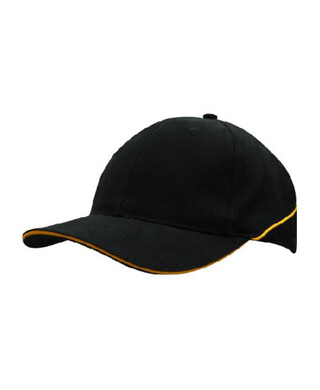 WORKWEAR, SAFETY & CORPORATE CLOTHING SPECIALISTS - Brushed Heavy Cotton Cap with Crown Piping and Sandwich