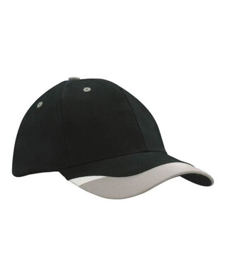 WORKWEAR, SAFETY & CORPORATE CLOTHING SPECIALISTS - Brushed Heavy Cotton Cap with Peak Inserts & Printed Trim