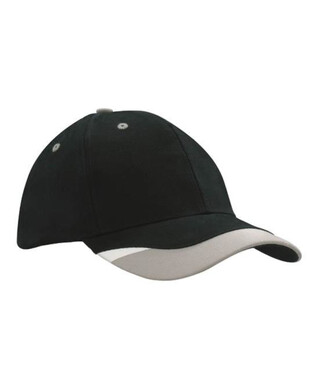 WORKWEAR, SAFETY & CORPORATE CLOTHING SPECIALISTS Brushed Heavy Cotton Cap with Peak Inserts & Printed Trim