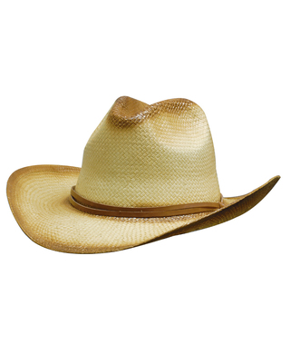 WORKWEAR, SAFETY & CORPORATE CLOTHING SPECIALISTS - Sprayed Cowboy Straw Hat Leather Band