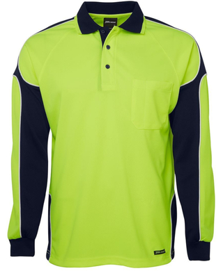 WORKWEAR, SAFETY & CORPORATE CLOTHING SPECIALISTS - JB's HI VIS 4602.1 L/S Arm Panel Polo