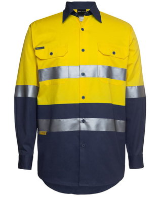 WORKWEAR, SAFETY & CORPORATE CLOTHING SPECIALISTS JB's Hi Vis Long Sleeve (D+N) 150G Work Shirt