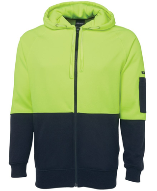 WORKWEAR, SAFETY & CORPORATE CLOTHING SPECIALISTS - JB's Hi Vis Full Zip Fleecy Hoodie