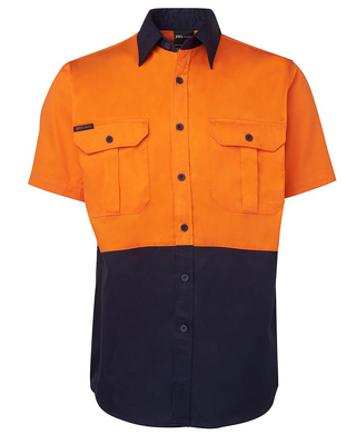 WORKWEAR, SAFETY & CORPORATE CLOTHING SPECIALISTS - JB's Hi Vis Lightweight (150G) Two Tone Short Sleeve Shirt