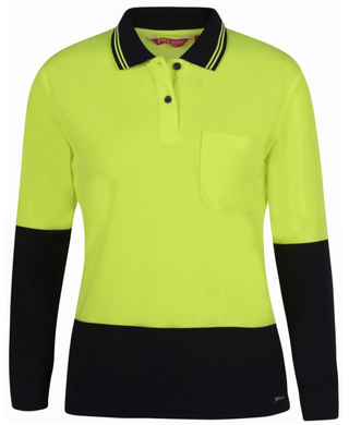 WORKWEAR, SAFETY & CORPORATE CLOTHING SPECIALISTS - JB's Ladies Hi Vis Long Sleeve Comfort Polo