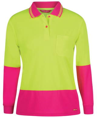 WORKWEAR, SAFETY & CORPORATE CLOTHING SPECIALISTS JB's Ladies Hi Vis Long Sleeve Comfort Polo