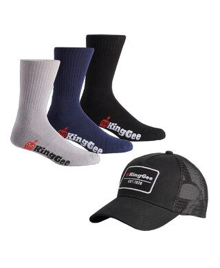 WORKWEAR, SAFETY & CORPORATE CLOTHING SPECIALISTS CAP & SOCK BUNDLE