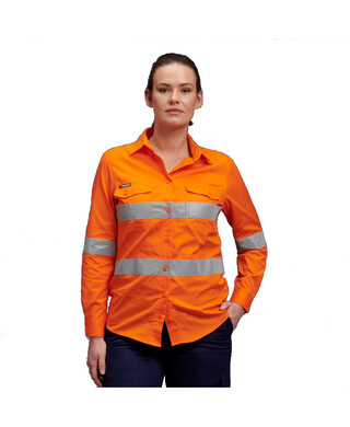 WORKWEAR, SAFETY & CORPORATE CLOTHING SPECIALISTS - Workcool - Workcool 2 Women's Reflective Shirt L/S 'Hoop' Pattern