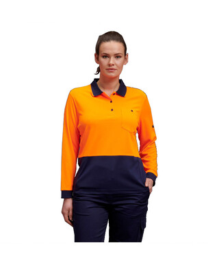 WORKWEAR, SAFETY & CORPORATE CLOTHING SPECIALISTS Workcool - Women's Workcool Hyperfreeze Spliced Polo Long Sleeve
