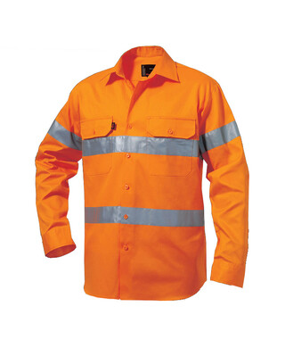 WORKWEAR, SAFETY & CORPORATE CLOTHING SPECIALISTS - Originals - Hi-Vis Reflective Drill Shirt L/S - 'Hoop' Pattern