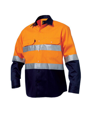 WORKWEAR, SAFETY & CORPORATE CLOTHING SPECIALISTS - Originals - Hi-Vis Reflective Spliced Drill Shirt L/S - 'Hoop' Pattern