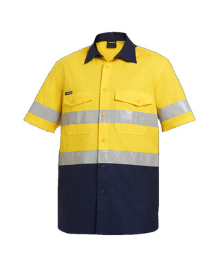 WORKWEAR, SAFETY & CORPORATE CLOTHING SPECIALISTS - Workcool - Workcool 2 Reflective Spliced Shirt S/S 'Hoop' Pattern