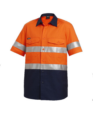 WORKWEAR, SAFETY & CORPORATE CLOTHING SPECIALISTS Workcool - Workcool 2 Reflective Spliced Shirt S/S 'Hoop' Pattern