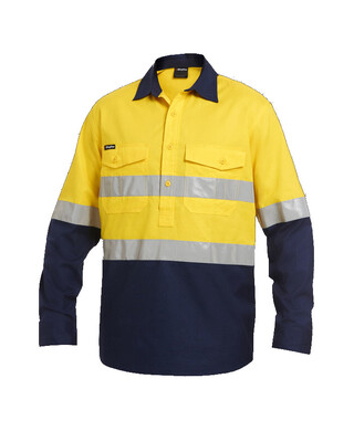 WORKWEAR, SAFETY & CORPORATE CLOTHING SPECIALISTS - Workcool - Workcool 2 Reflective Spliced Closed Front Shirt L/S 'Hoop' Pattern