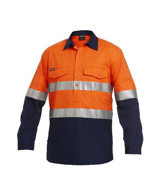 WORKWEAR, SAFETY & CORPORATE CLOTHING SPECIALISTS Workcool - Workcool 2 Reflective Spliced Closed Front Shirt L/S 'Hoop' Pattern