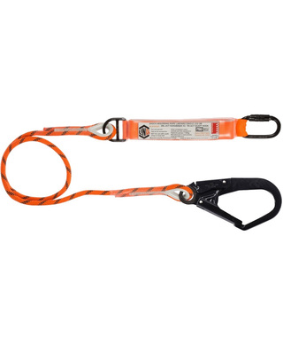 WORKWEAR, SAFETY & CORPORATE CLOTHING SPECIALISTS - LINQ Single Leg Kernmantle 2M Shock Absorb Rope Lanyard with Hardware KD & SD