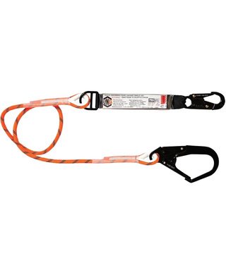 WORKWEAR, SAFETY & CORPORATE CLOTHING SPECIALISTS - LINQ Single Leg Kernmantle 2M Shock Absorb Rope Lanyard with Hardware SN & SD