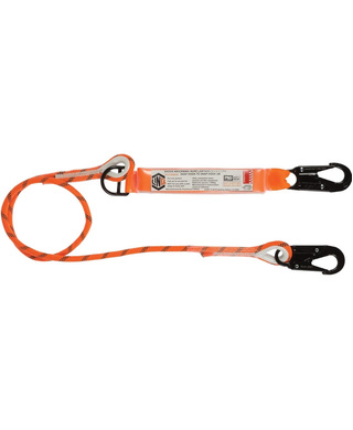 WORKWEAR, SAFETY & CORPORATE CLOTHING SPECIALISTS - LINQ Single Leg Kernmantle 2M Shock Absorb Rope Lanyard with Hardware SN X2