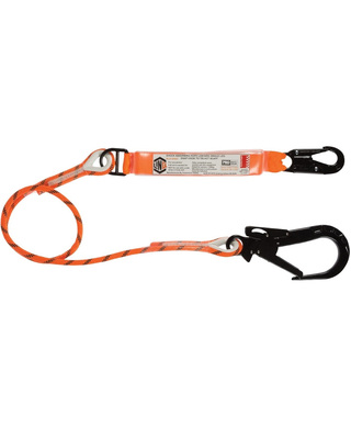 WORKWEAR, SAFETY & CORPORATE CLOTHING SPECIALISTS - LINQ Single Leg Kernmantle 2M Shock Absorb Rope Lanyard with Hardware SN & ST