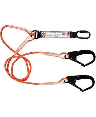 WORKWEAR, SAFETY & CORPORATE CLOTHING SPECIALISTS - LINQ Double Leg Kernmantle 2M Shock Absorb Rope Lanyard with Hardware KD & SD X2