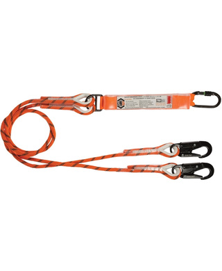 WORKWEAR, SAFETY & CORPORATE CLOTHING SPECIALISTS - LINQ Double Leg Kernmantle 2M Shock Absorb Rope Lanyard with Hardware KS & SN X2