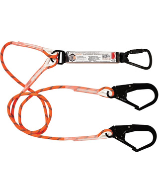 WORKWEAR, SAFETY & CORPORATE CLOTHING SPECIALISTS - LINQ Double Leg Kernmantle 2M Shock Absorb Rope Lanyard with Hardware KT & SD