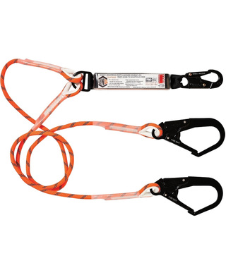 WORKWEAR, SAFETY & CORPORATE CLOTHING SPECIALISTS - LINQ Double Leg Kernmantle 2M Shock Absorb Rope Lanyard with Hardware SN & SD X2