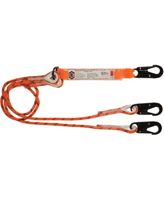 WORKWEAR, SAFETY & CORPORATE CLOTHING SPECIALISTS - LINQ Double Leg Kernmantle 2M Shock Absorb Rope Lanyard with Hardware SN X3