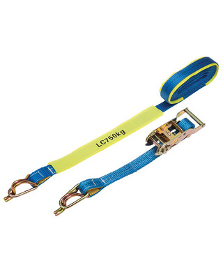 WORKWEAR, SAFETY & CORPORATE CLOTHING SPECIALISTS - RATCHET TIE DOWN 25MMx5M 0.75T CAPTIVE J-HOOK