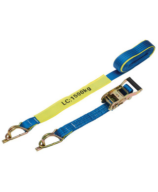 WORKWEAR, SAFETY & CORPORATE CLOTHING SPECIALISTS - RATCHET TIE DOWN 35MMx6M 1.5T CAPTIVE J-HOOK