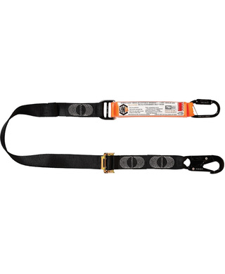 WORKWEAR, SAFETY & CORPORATE CLOTHING SPECIALISTS - LINQ Elite Single Leg Shock Absorbing 2M Adjustable Lanyard with Hardware KD & SN