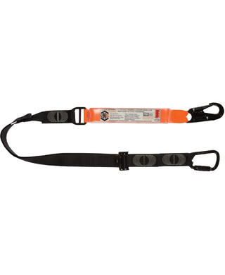 WORKWEAR, SAFETY & CORPORATE CLOTHING SPECIALISTS - LINQ Elite Single Leg Shock Absorbing 2M Adjustable Lanyard with Hardware SN & KT