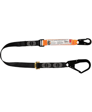 WORKWEAR, SAFETY & CORPORATE CLOTHING SPECIALISTS - LINQ Elite Single Leg Shock Absorbing 2M Adjustable Lanyard with Hardware SN & SD