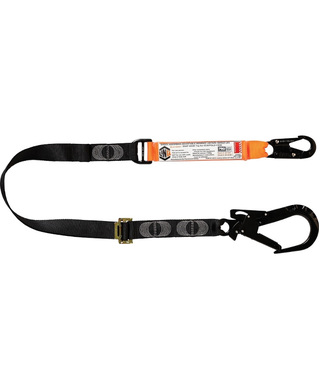 WORKWEAR, SAFETY & CORPORATE CLOTHING SPECIALISTS - LINQ Elite Single Leg Shock Absorbing 2M Adjustable Lanyard with Hardware SN & ST