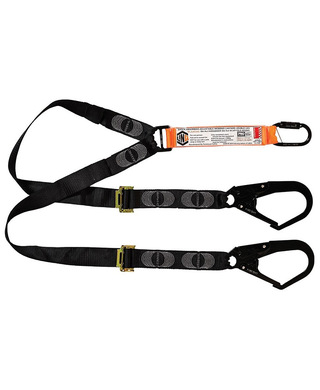 WORKWEAR, SAFETY & CORPORATE CLOTHING SPECIALISTS - LINQ Elite Double Leg Shock Absorbing 2M Adjustable Lanyard  with Hardware KD & SD X2