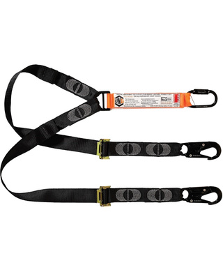 WORKWEAR, SAFETY & CORPORATE CLOTHING SPECIALISTS - LINQ Elite Double Leg Shock Absorbing 2M Adjustable Lanyard  with Hardware KD & SN X2