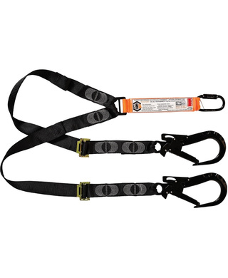 WORKWEAR, SAFETY & CORPORATE CLOTHING SPECIALISTS - LINQ Elite Double Leg Shock Absorbing 2M Adjustable Lanyard  with Hardware KD & ST X2