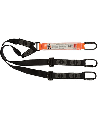 WORKWEAR, SAFETY & CORPORATE CLOTHING SPECIALISTS - LINQ Elite Double Leg Shock Absorbing 2M Adjustable Lanyard  with Hardware KS & KD X2