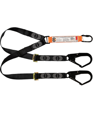 WORKWEAR, SAFETY & CORPORATE CLOTHING SPECIALISTS - LINQ Elite Double Leg Shock Absorbing 2M Adjustable Lanyard  with Hardware KS & SD X2