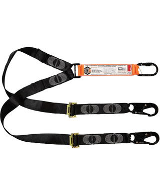 WORKWEAR, SAFETY & CORPORATE CLOTHING SPECIALISTS - LINQ Elite Double Leg Shock Absorbing 2M Adjustable Lanyard  with Hardware KS & SN X2