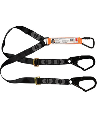 WORKWEAR, SAFETY & CORPORATE CLOTHING SPECIALISTS - LINQ Elite Double Leg Shock Absorbing 2M Adjustable Lanyard  with Hardware KT & SD X2