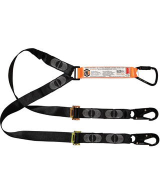 WORKWEAR, SAFETY & CORPORATE CLOTHING SPECIALISTS - LINQ Elite Double Leg Shock Absorbing 2M Adjustable Lanyard  with Hardware KT & SN X2