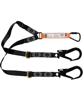 WORKWEAR, SAFETY & CORPORATE CLOTHING SPECIALISTS - LINQ Elite Double Leg Shock Absorbing 2M Adjustable Lanyard  with Hardware KT & ST X2